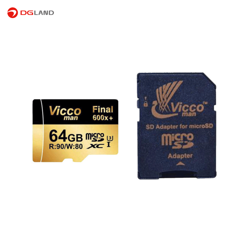 کارت حافظه microSDXC ویکومن مدل 600x plus کلاس 10 استاندارد UHS-I U3 سرعت 90MBs ظرفیت 64 گیگابایت به همراه آداپتور SD