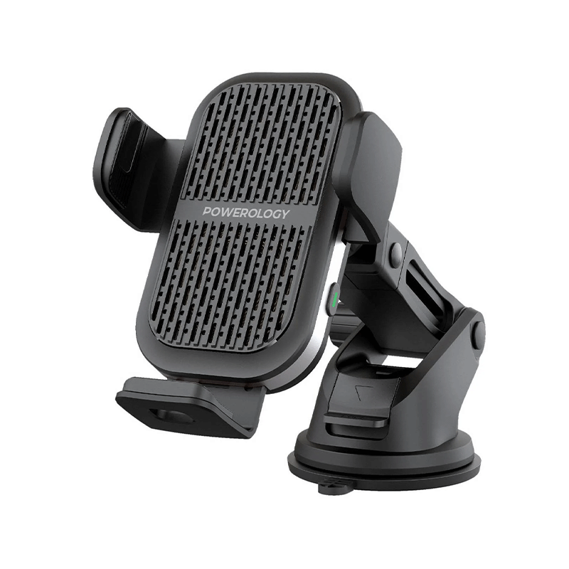 پایه نگهدارنده گوشی موبایل پاورولوژی مدل Dual Coil Car Mount Wireless Charger