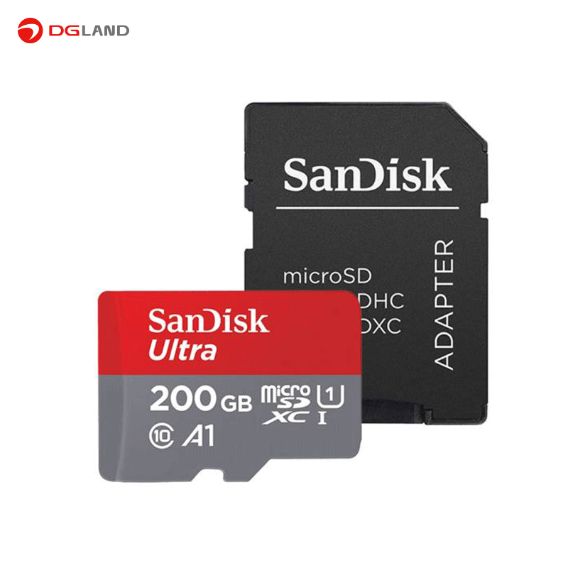 کارت حافظه microSDXC سن دیسک مدل Ultra A1 کلاس 10 استاندارد UHS-I سرعت 100MBps ظرفیت 200 گیگابایت به همراه آداپتور SD