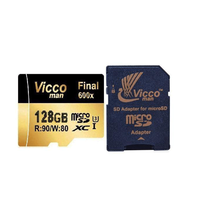 کارت حافظه microSDHC ویکو من مدل Final 600x کلاس 10 استاندارد UHS-I U3 سرعت 90MBps ظرفیت 128 گیگابایت همراه با آداپتور SD